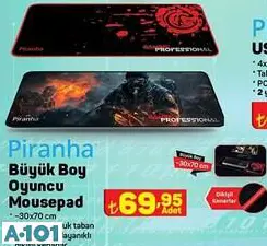 PİRANHA BÜYÜK BOY OYUNCU MOUSEPAD